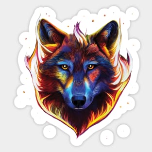 Flaming wolf pattern. Bold Striking Image on a black or blue background Sticker